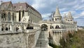 Fisherman's bastion attraction of the Buda castle white stone fortress with seven towers with the most beautiful