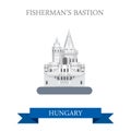 Fishermans bastion Budapest Hungary flat vector attraction sight Royalty Free Stock Photo