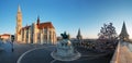 Fishermans Bastion and church in Budapest, Hungary - panorama Royalty Free Stock Photo