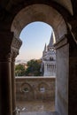 Fishermans Bastion view in Budapest framed by the window Royalty Free Stock Photo