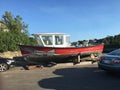 Fishermans boat with shark painted on front Perkins Cove Ogunquit maine