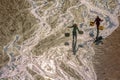 The fishermans in the coastal intertidal zone Royalty Free Stock Photo