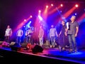 Fisgermans Friends on stage at The 2019 Cambridge Folk Festival. August 4, 2019. Royalty Free Stock Photo