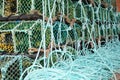 Fishermans lobster pots on on the dock side Royalty Free Stock Photo