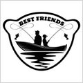 Fishermans and rods - best buds, silhouette vector