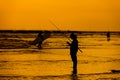 Fishermans and surfer , Kuta Beach, Bali, Indonesia Royalty Free Stock Photo