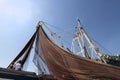 Fishermen arrange net on ship deck Royalty Free Stock Photo