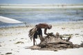 Fishermen on the beach of Zanzibar Island. Royalty Free Stock Photo