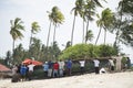 Fishermen on the beach of Zanzibar Island. Royalty Free Stock Photo