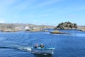 Fishermen in a boat in the archipelago of Gothenburg, Sweden, Scandinavia