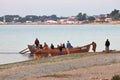 Fishermen boat near seashore