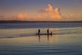 Fishermen boat in Porto Seguro at peaceful sunset , BAHIA, northeast Brazil