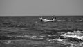 Fishermen boat sails from the small port of Givat Olga Hadera Israel