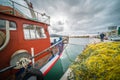 Fishermen boat on a shore in Zakynthos town Royalty Free Stock Photo