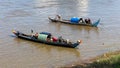 Fishermen boats fishing Mekong River Royalty Free Stock Photo