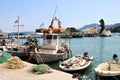 Fishermen boats in Kanoni bay, Corfu, Greece