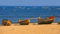 Fishermen boats at Rushikonda beach near Visakhapatnam city in India. Royalty Free Stock Photo