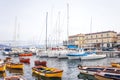 Fishermen boats and yachts in Borgo Marinari, harbor of Megaride island in Naples, Campania, Italy Royalty Free Stock Photo