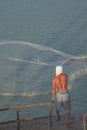 Fishermen casting fishing sea