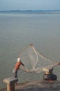 Fishermen casting fishing sea