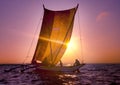 Fishermen Catamaran Sunset Seascape Sailboat Ripple Concept