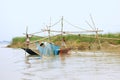 Fishermen catching fish in ganges river