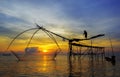 Fishermen catching prawns early the morning