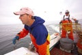 Fishermen with crab baskets