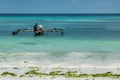 Fishermen in dhow boat in Zanzibar Royalty Free Stock Photo