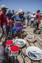 Fishermen display their catch on the pier at Santa Maria