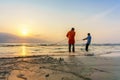 Fishermen do their work near Beserah beach, Kuantan, Malaysia Royalty Free Stock Photo