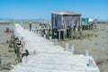 Fishermen docks at Cais Palafitico da Carrasqueira, Alentejo, Portugal.