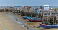 Fishermen docks at Cais Palafitico da Carrasqueira, Alentejo, Portugal.