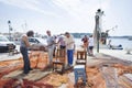 Fishermen with driftnet in Rovinj