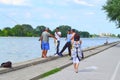 Fishermen enjoying the caught big fish Royalty Free Stock Photo