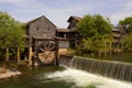 Fishermen fish next to old Mill in Pigeon Forge, Tennessee Royalty Free Stock Photo