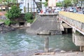 Fishermen fishing from bridge