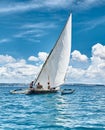 Fishermen fishing on a white sailboat Royalty Free Stock Photo