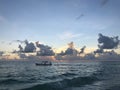 Fishermen going out as the sun rises over the island of zanzibar Royalty Free Stock Photo