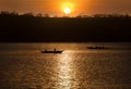Fishermen hunting at sunrise - Donsol Philippines Royalty Free Stock Photo