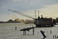 Fishing wooden hut in the Valli di Comacchio, Italy. Royalty Free Stock Photo