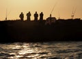 Fishermen On Ilha Deserta Algarve Portugal Royalty Free Stock Photo