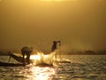 Fishermen - Inle Lake - Myanmar Royalty Free Stock Photo