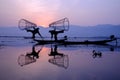 Fishermen at Inle Lake, Myanmar Royalty Free Stock Photo