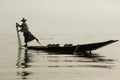 Fishermen in Inle lakes sunset, Myanmar Royalty Free Stock Photo