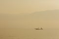 Fishermen in Inle lakes sunset, Myanmar Royalty Free Stock Photo