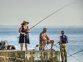 Fishermen on the Langeron beach in Odessa, Ukraine