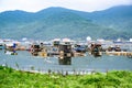 Fishermen living in simple houses on the sea in Da Nang, Vietnam