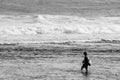 Fishermen looking for fish with black and white photo images