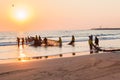 Fishermen Nets Boat Beach Sunrise